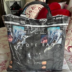 Black and White Newspaper Print Tote Bag